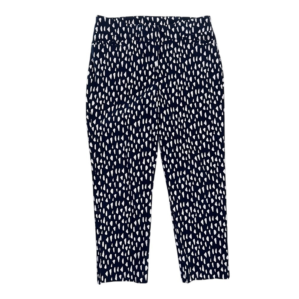 Chico's Brigitte Pebble Print Cropped Black White Pants Comfort Stretch Size 0.5